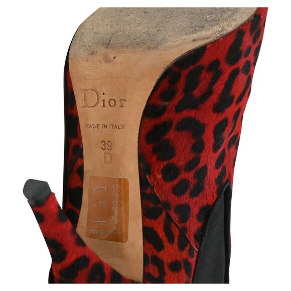 Dior Leopard Print Ankle Boots in Red Pony Hair - Picture 7 of 7